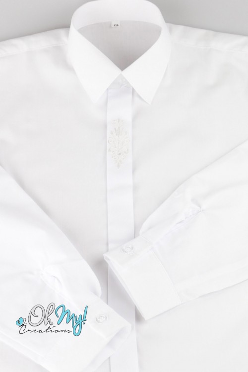 BOYS SHIRT - WHITE WITH EMBROIDERY